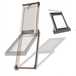 OKPOL Drewniane okno wyłazowe trzyszybowe ISWX I22 do pomieszczeń użytkowych + kołnierz uniwersalny H9